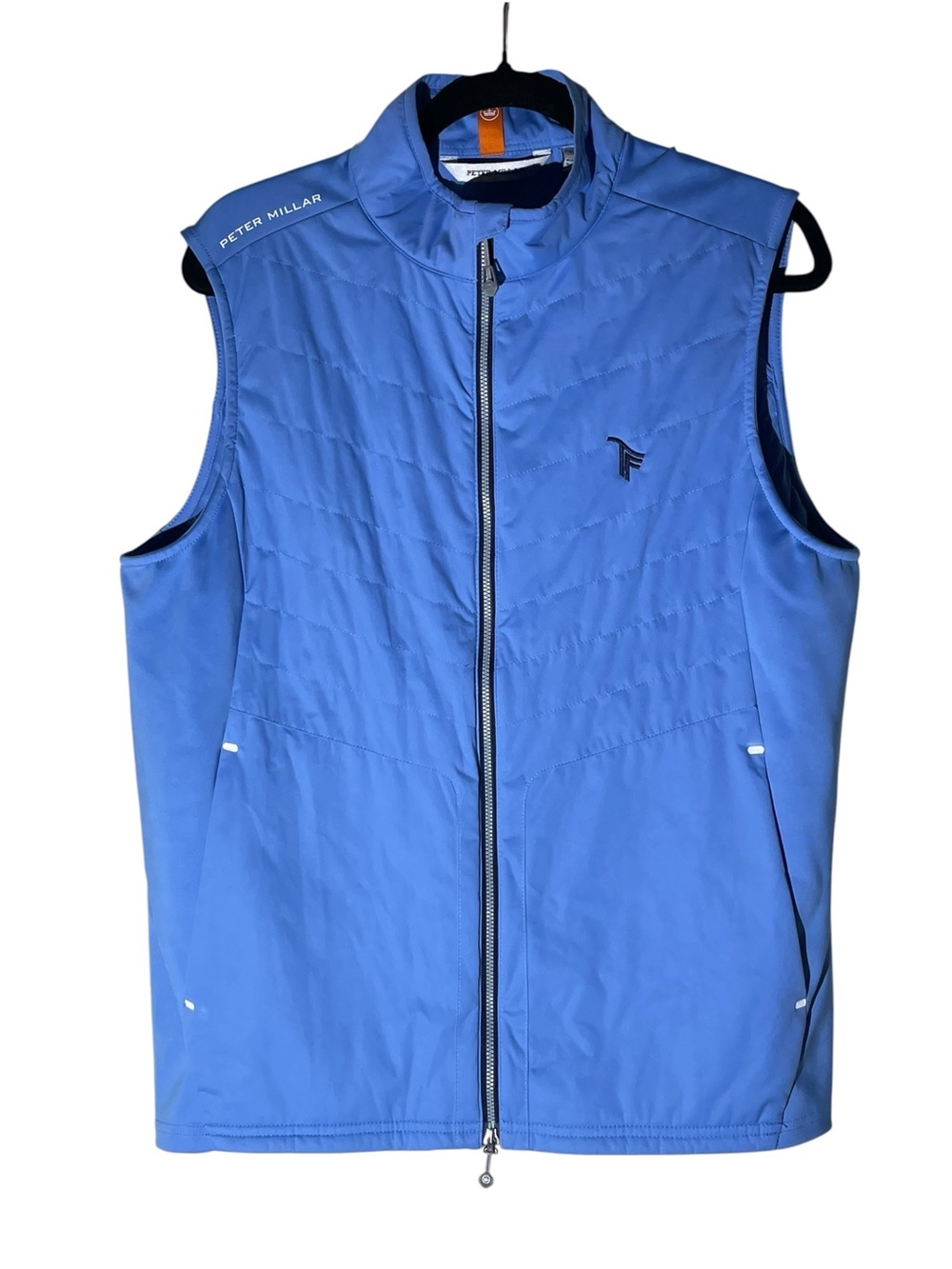 Peter Millar Golf Vest Crown Sport Fuse Elite Quilted Full Zip Blue Men's Sz M